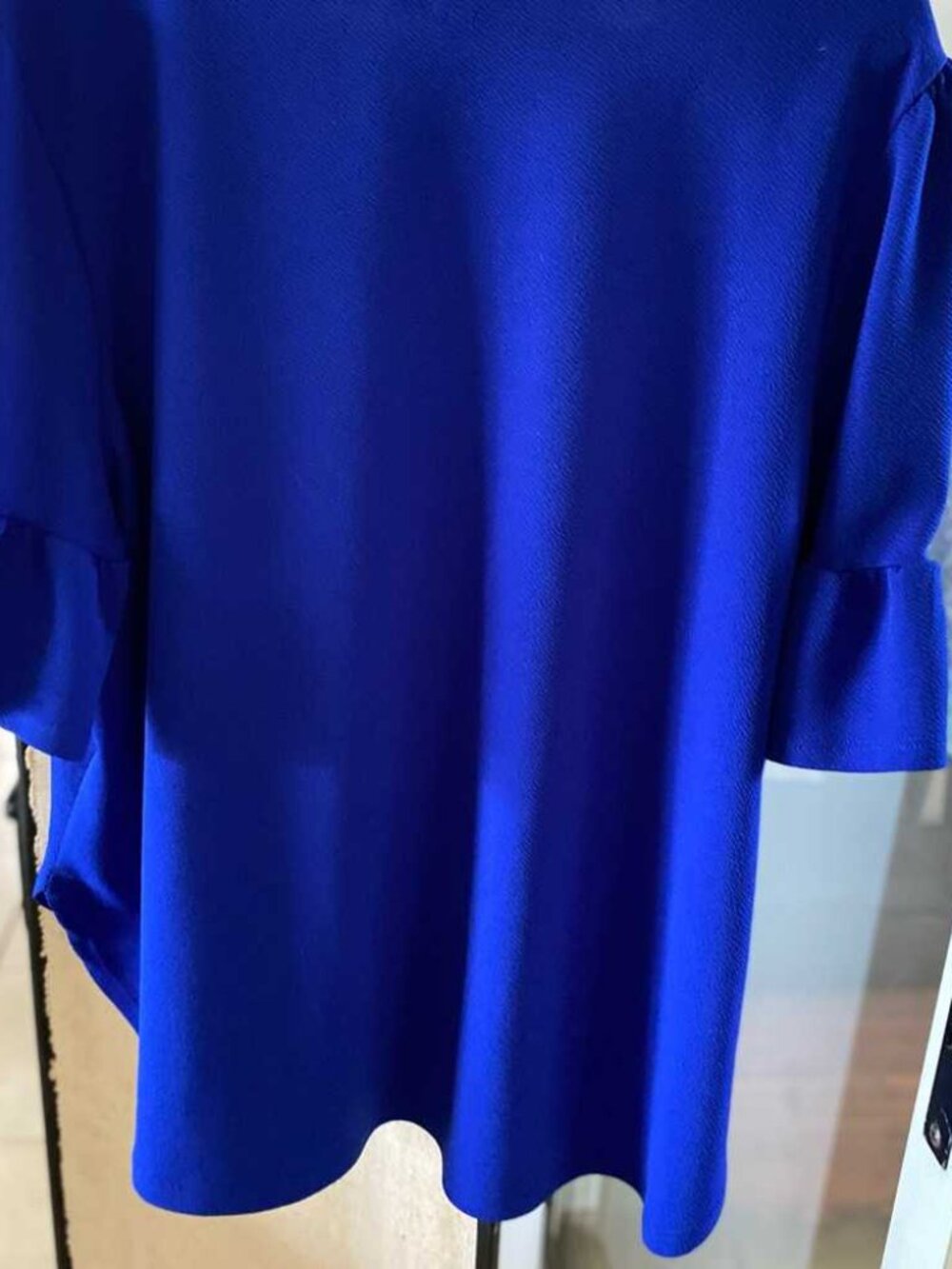 Cobalt blue bell sleeve blouse, 2X - Picture 3 of 4